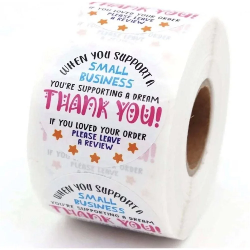 500 thank you for support my small business sticker roll 1.5 inch